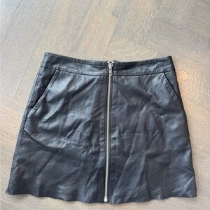 Muubaa Charcoal Leather Mini Skirt with Front Zipper